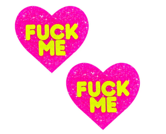 fck me blacklight neon super sparkle nipple cover pasties pink glitter 