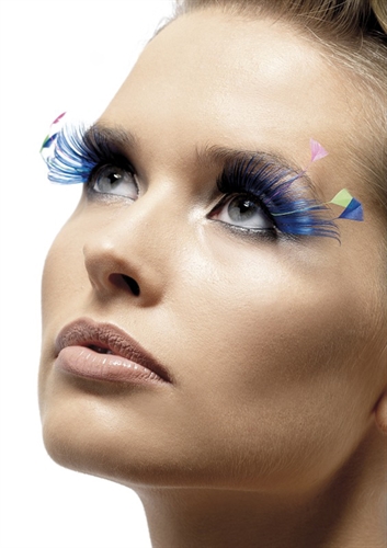 feather plume eyelashes blue 