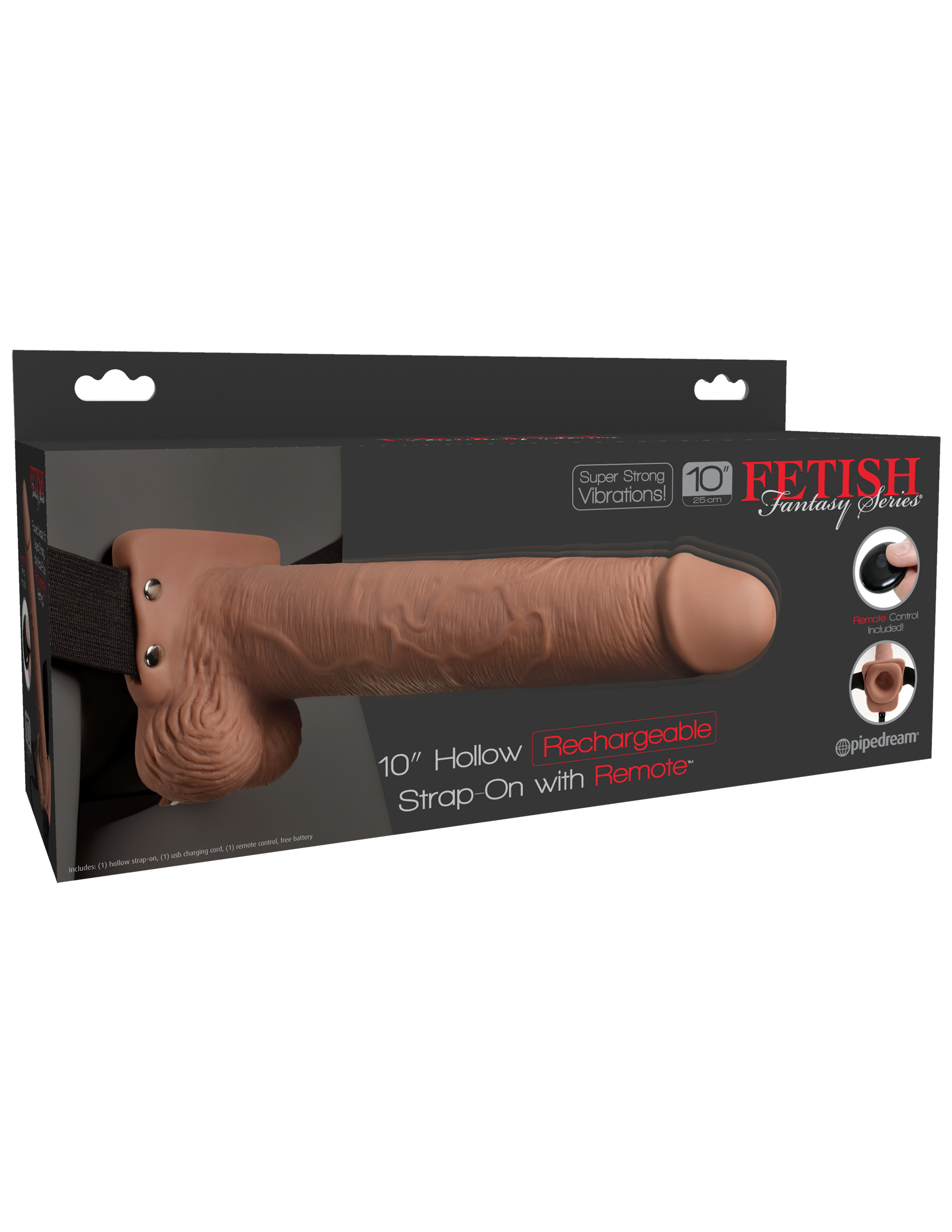 fetish fantasy series  inch hollow rechargeable strap on with remote tan 