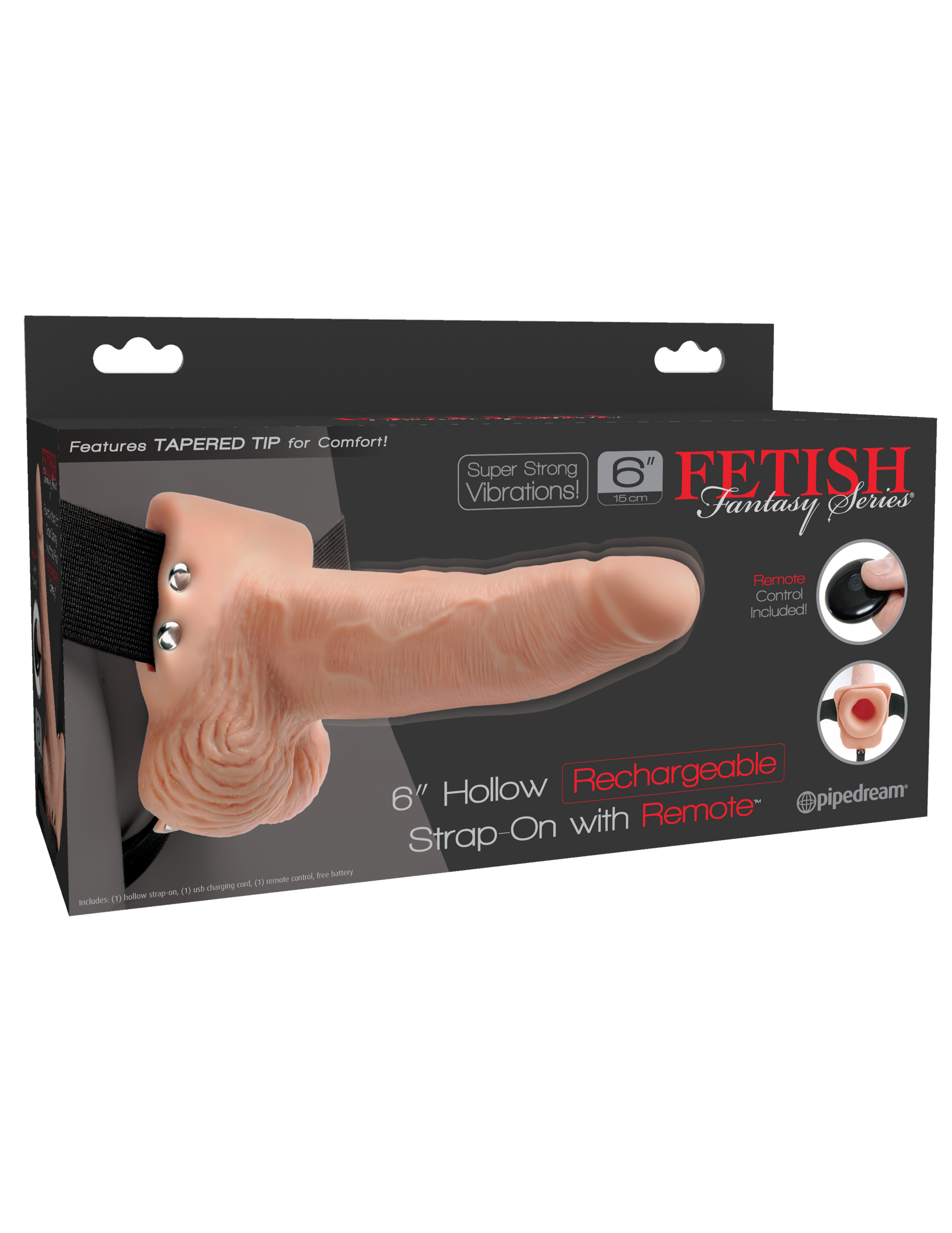 fetish fantasy series  inch hollow rechargeable strap on with remote flesh 