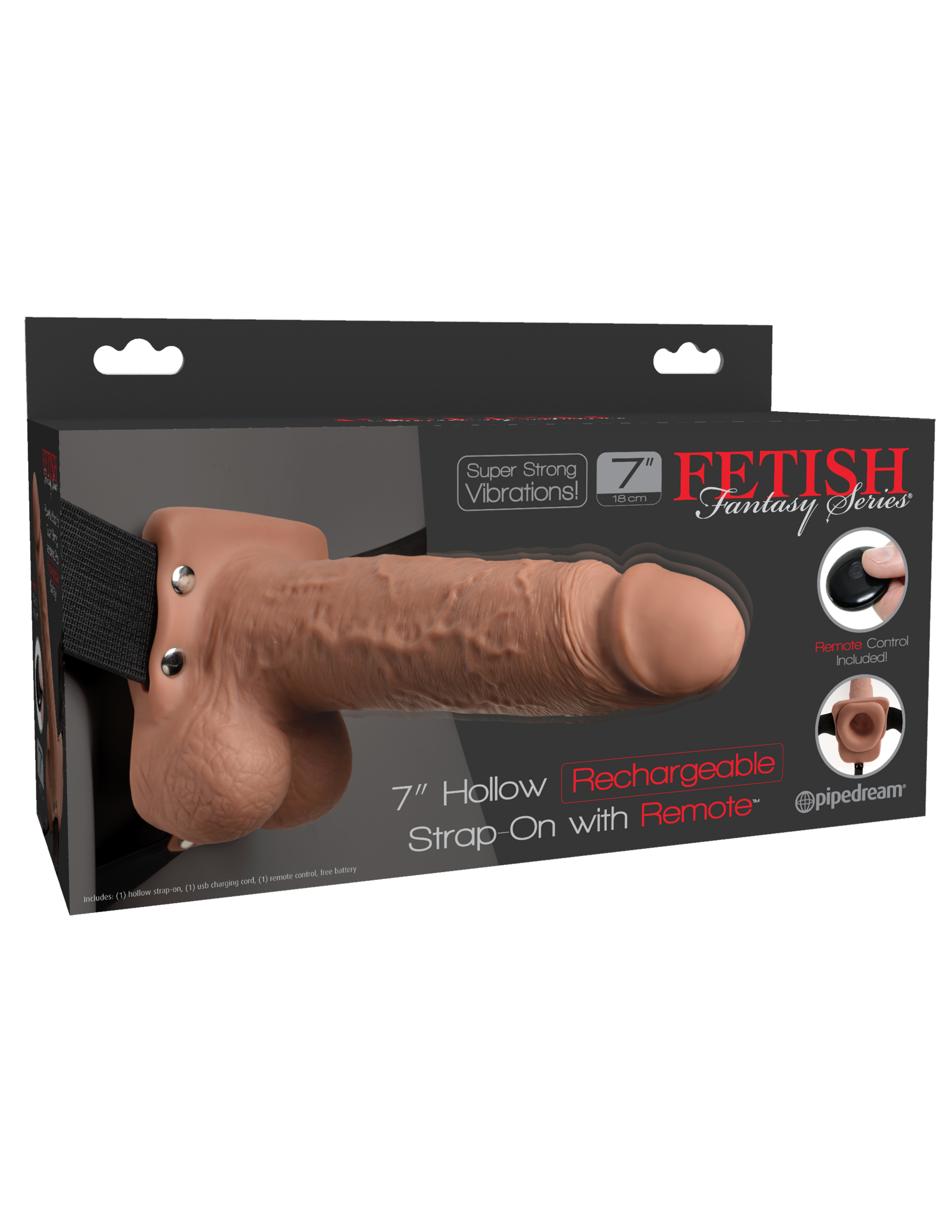 fetish fantasy series  inch hollow rechargeable strap on with remote tan 