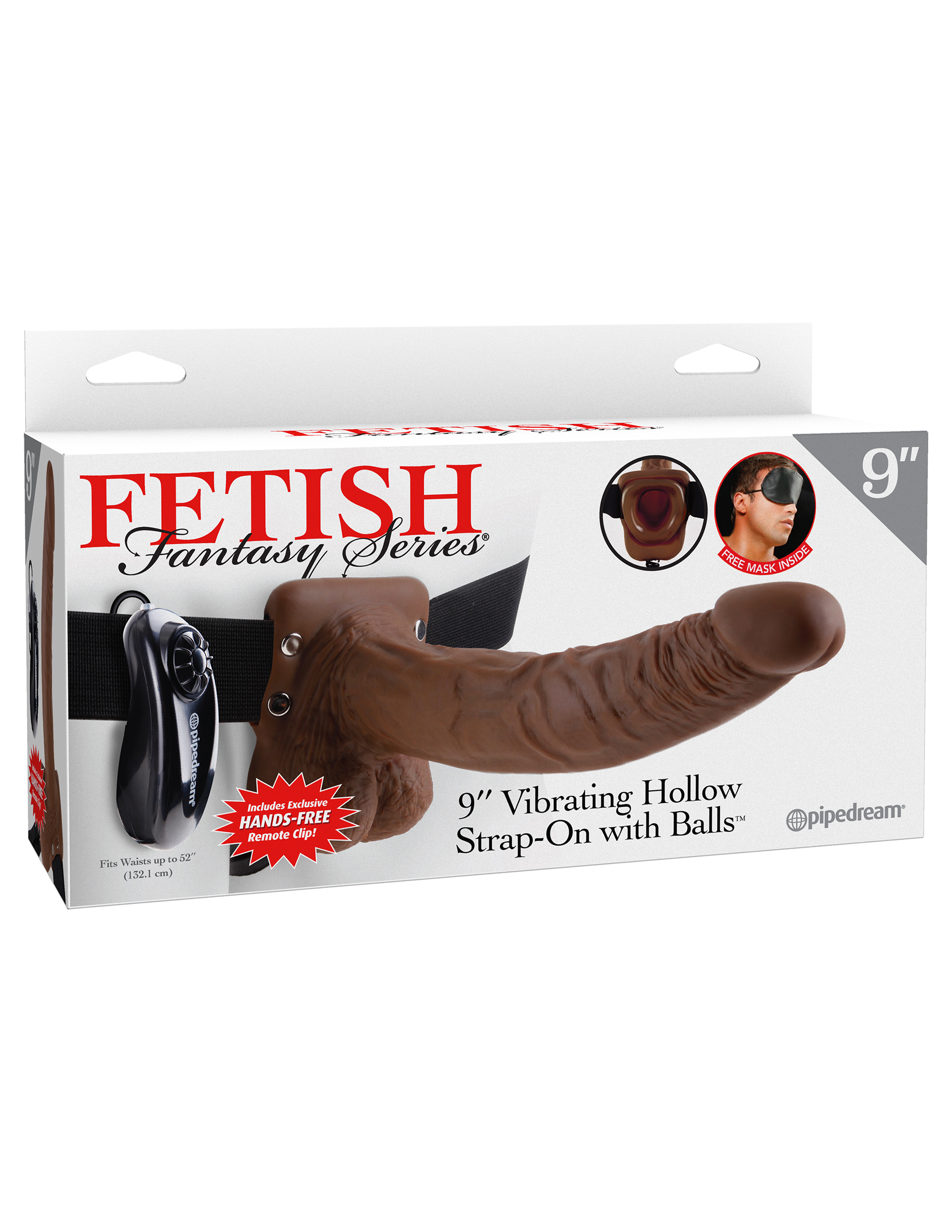 fetish fantasy series  inch vibrating hollow strap on with balls brown 