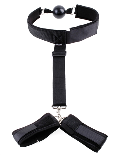 fetish fantasy series gag and wrist restraint black 