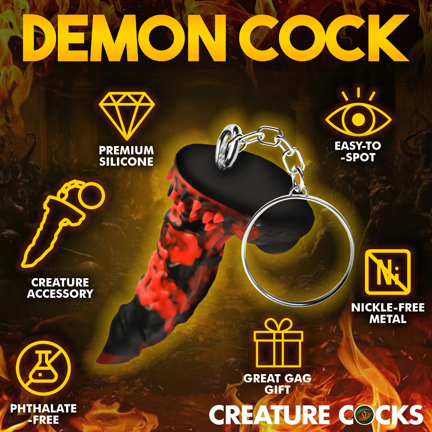 fire demon keychain redblack 