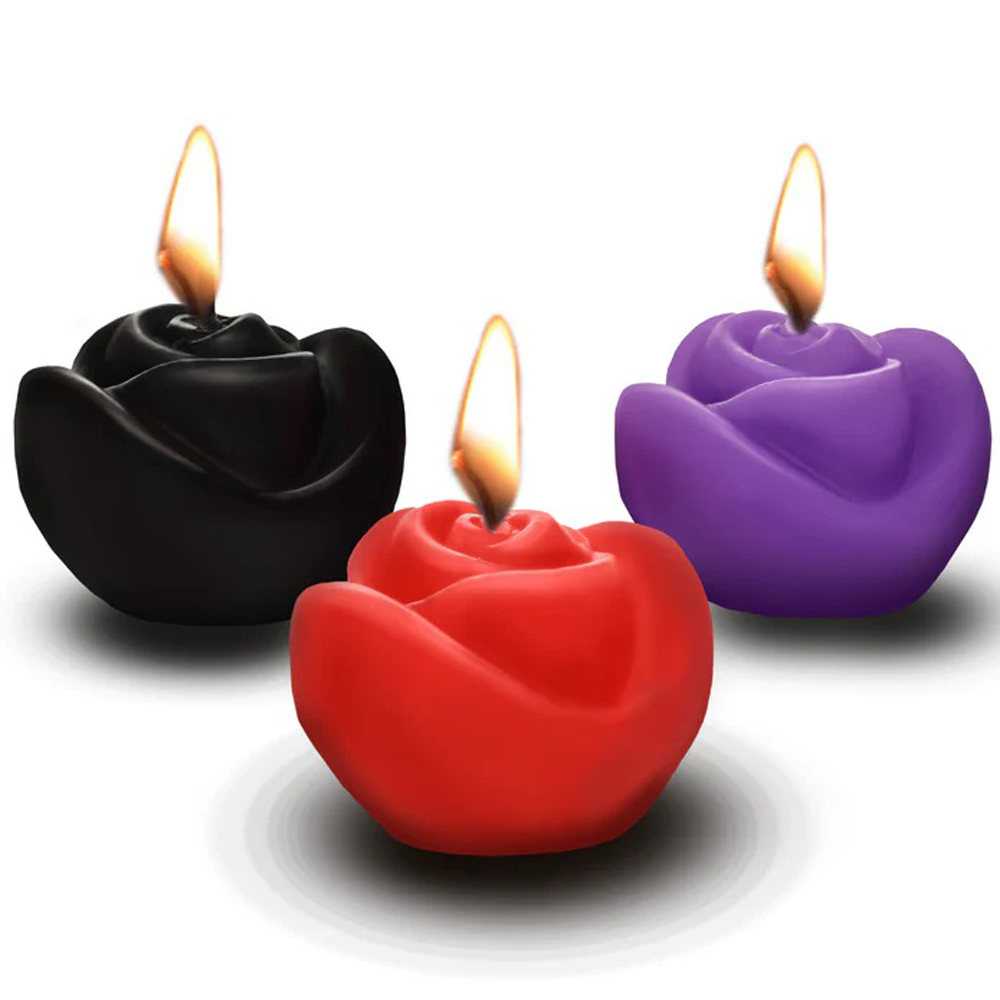 fire garden pc rose candle set black purple red 