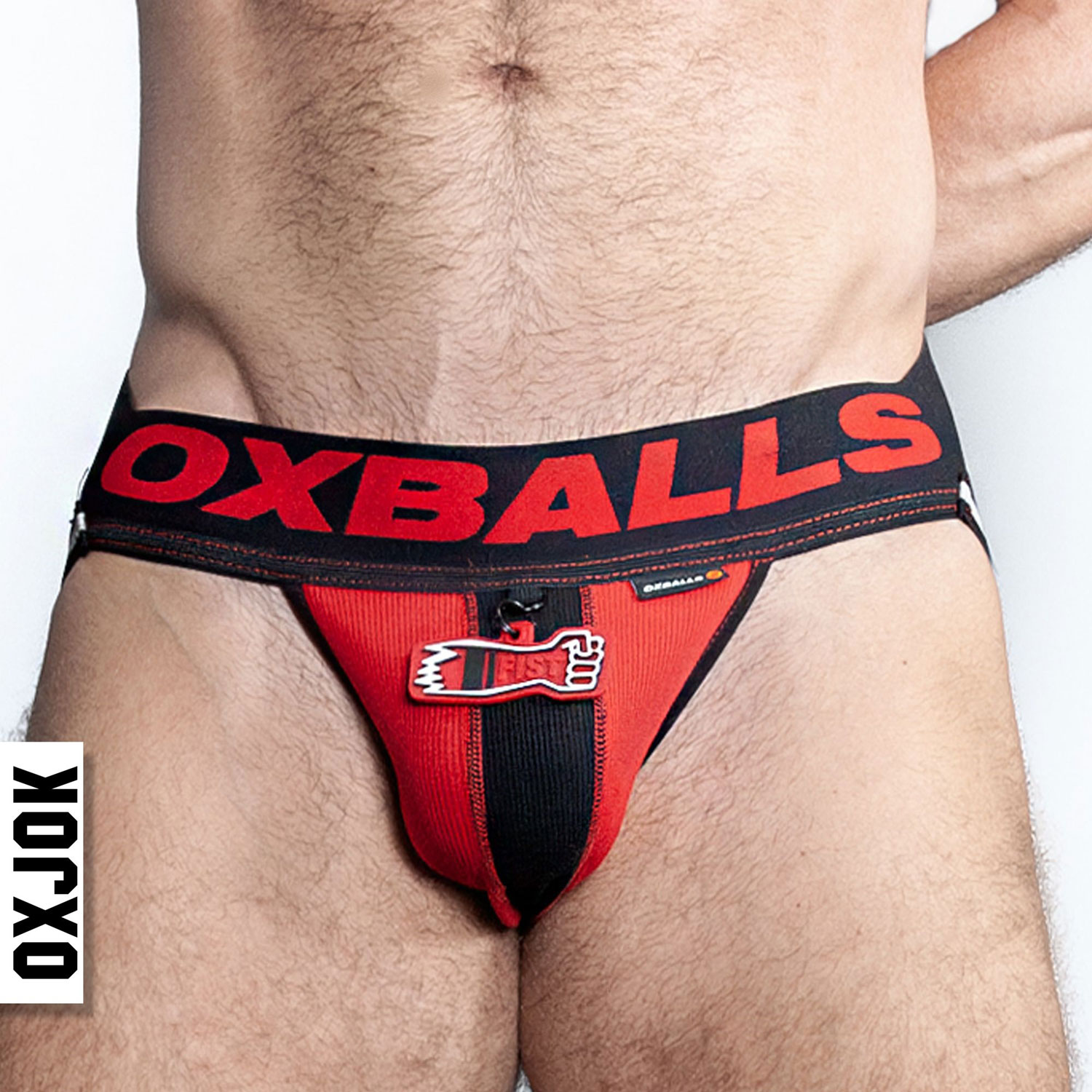 fisterjock d fist tagger jock black red large 