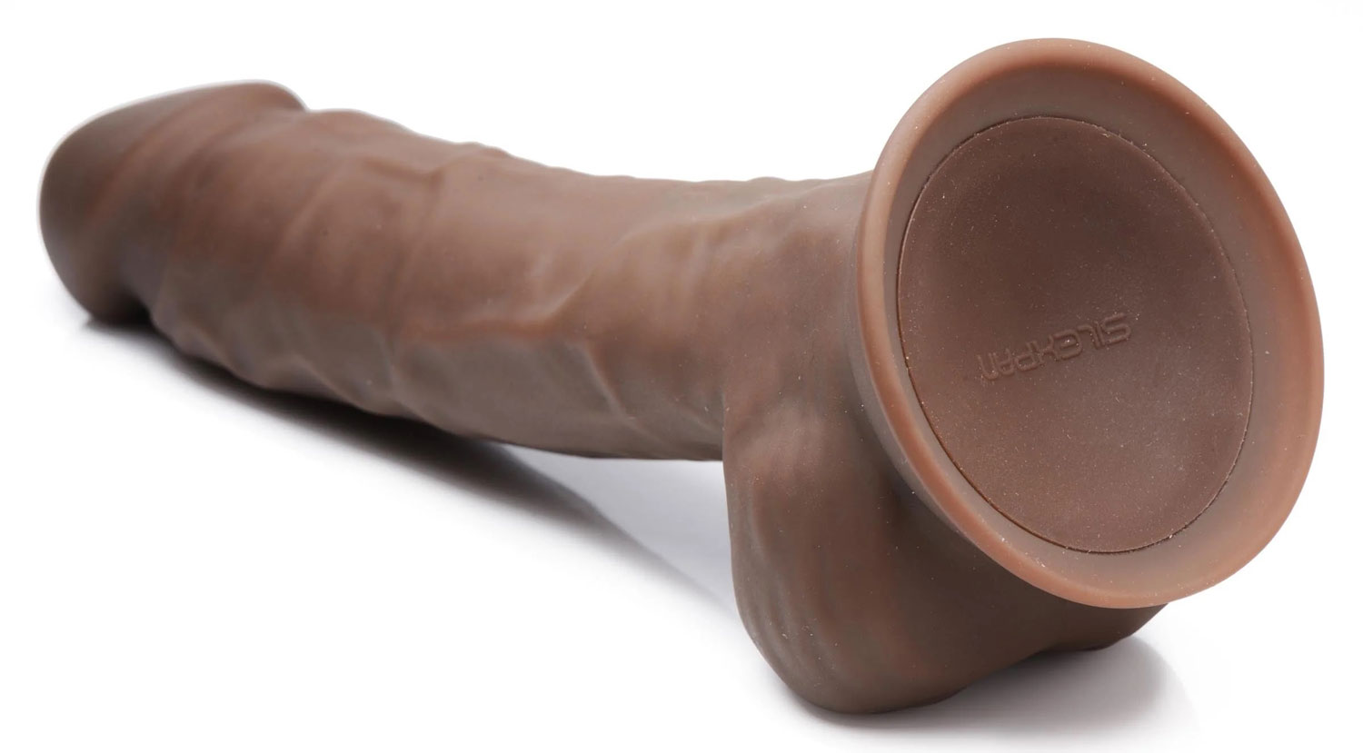 fleshstixxx  vibrating silicone dildo with balls brown 