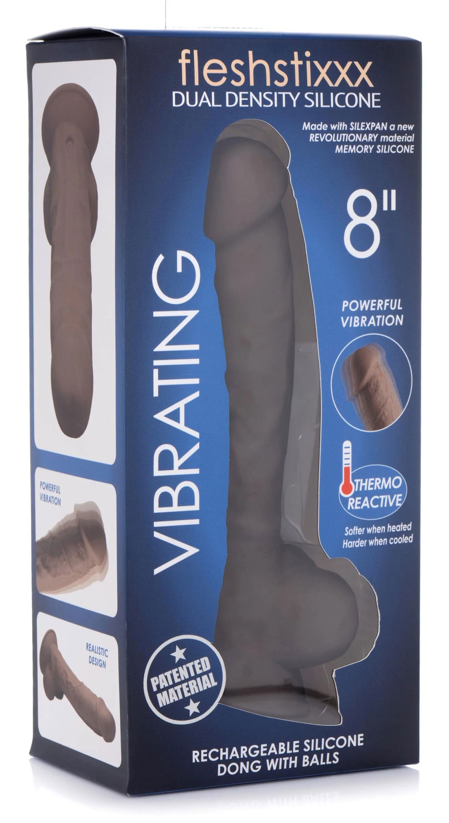 fleshstixxx  vibrating silicone dildo with balls brown 