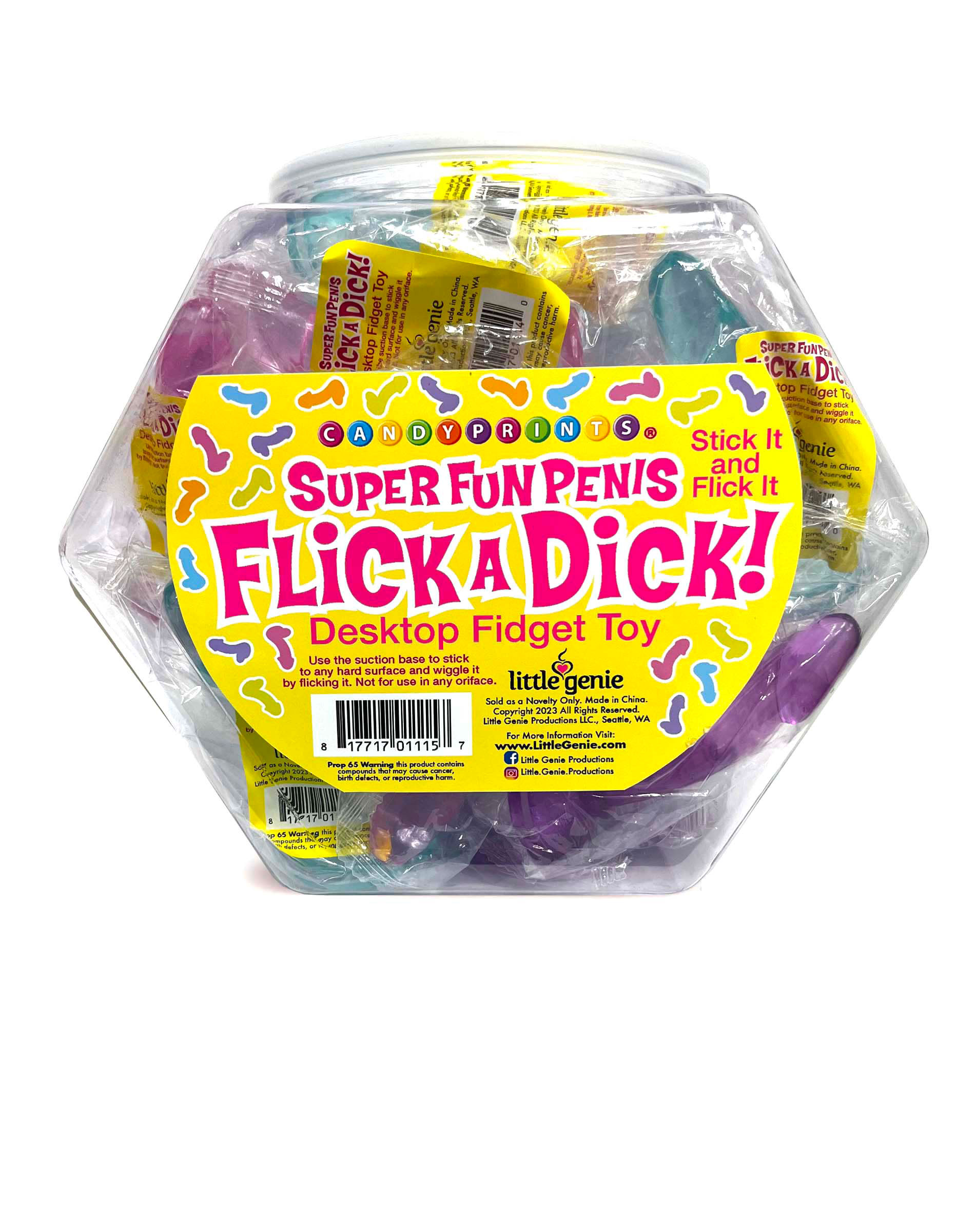 flick a dick desktop fidget toy display of  