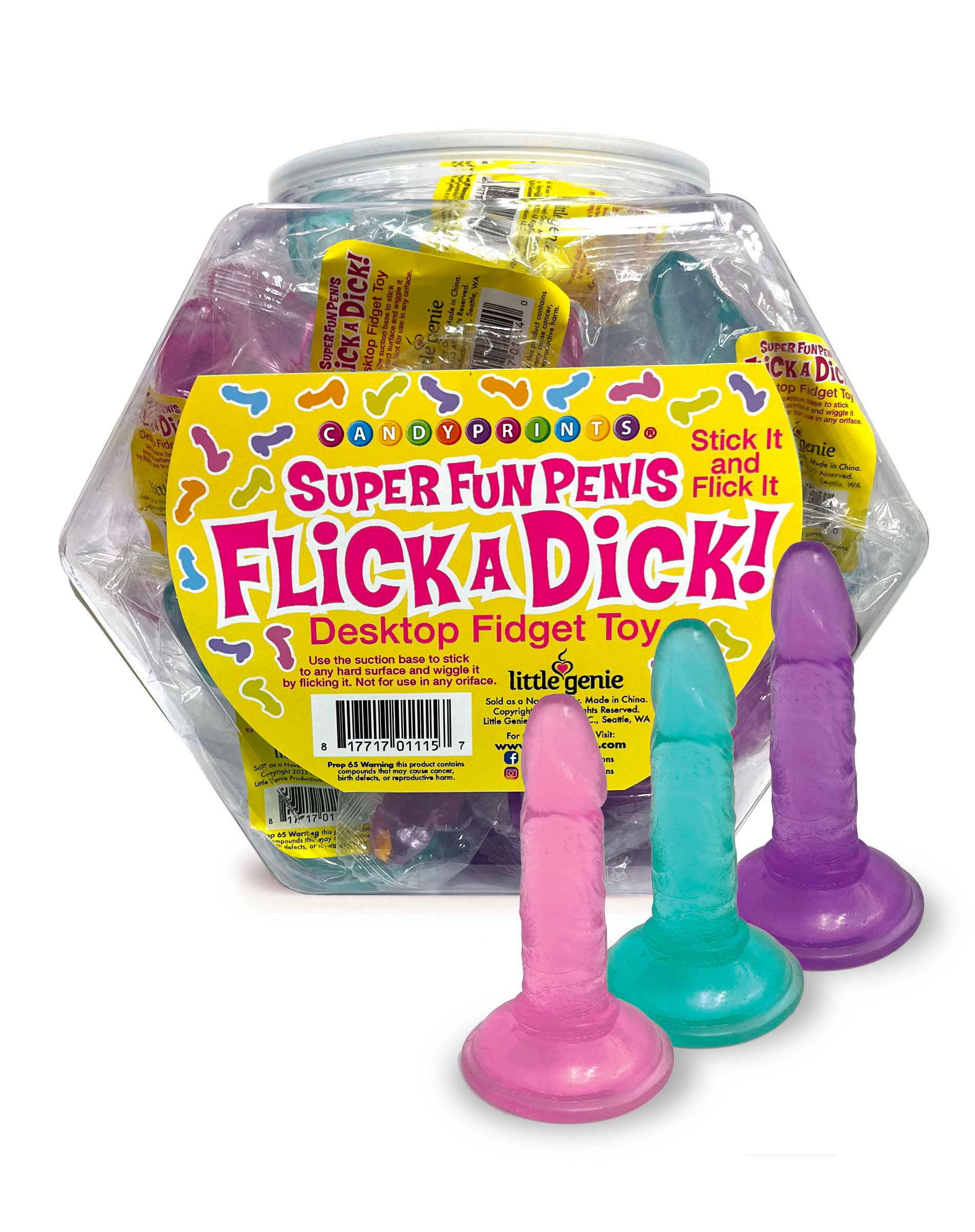 flick a dick desktop fidget toy display of  