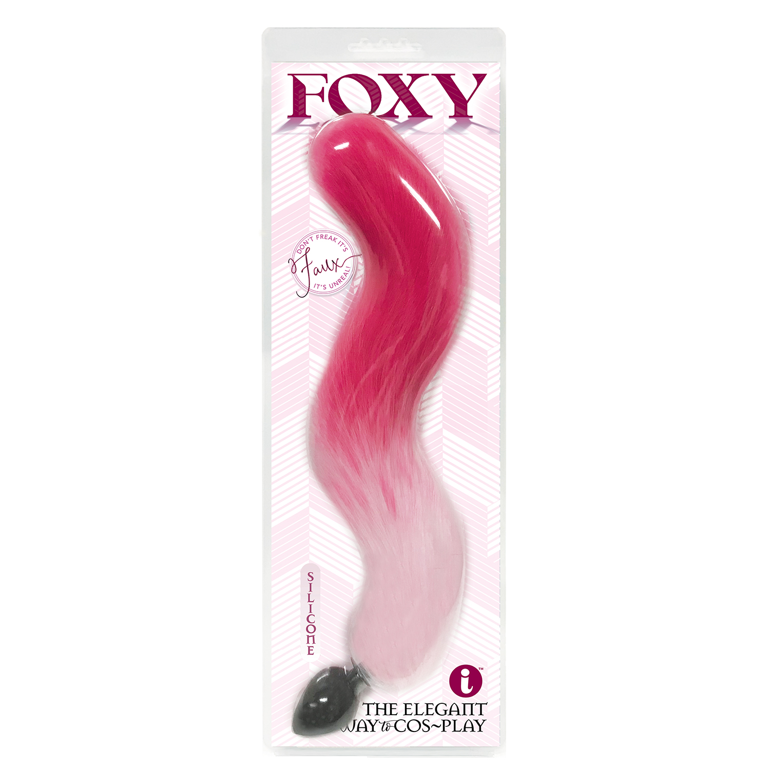 foxy fox tail silicone butt plug pink gradient 