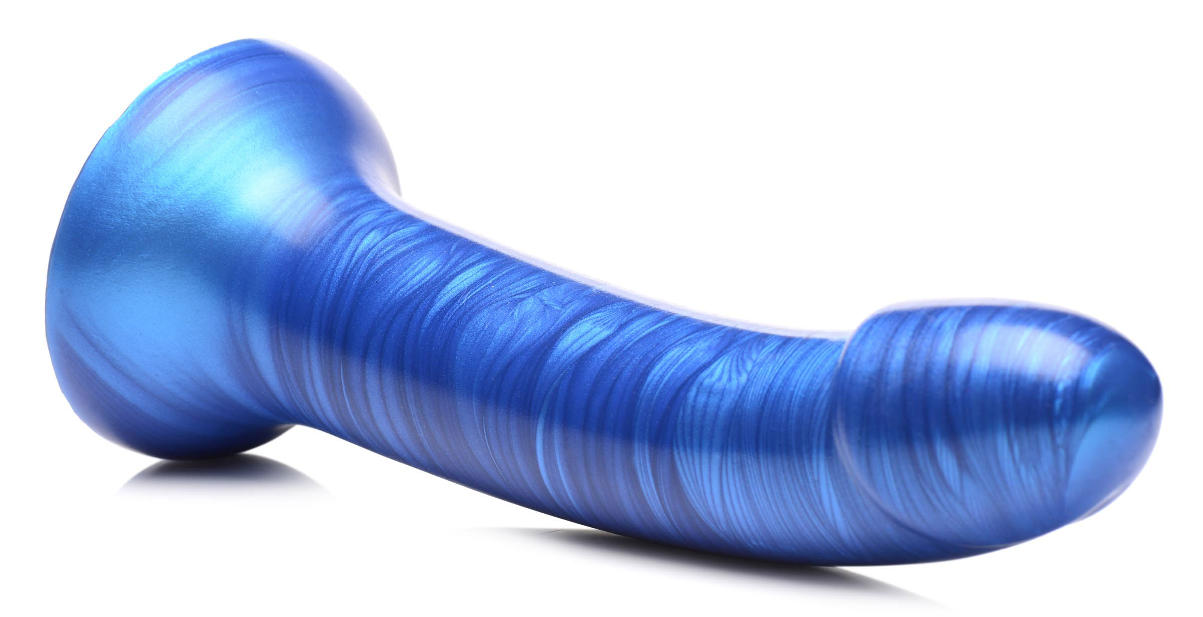 g tastic  inch metallic silicone dildo blue 