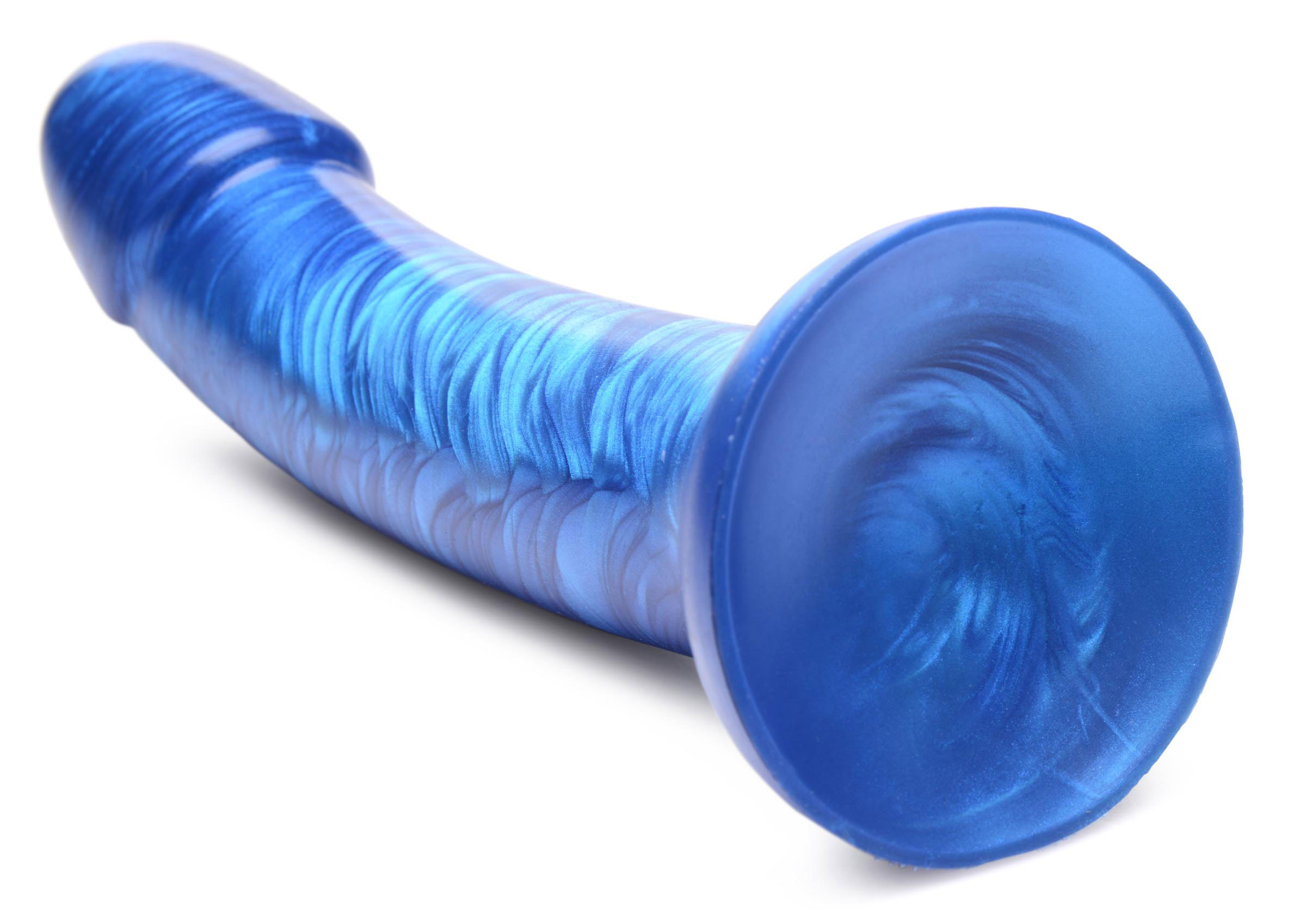 g tastic  inch metallic silicone dildo blue 