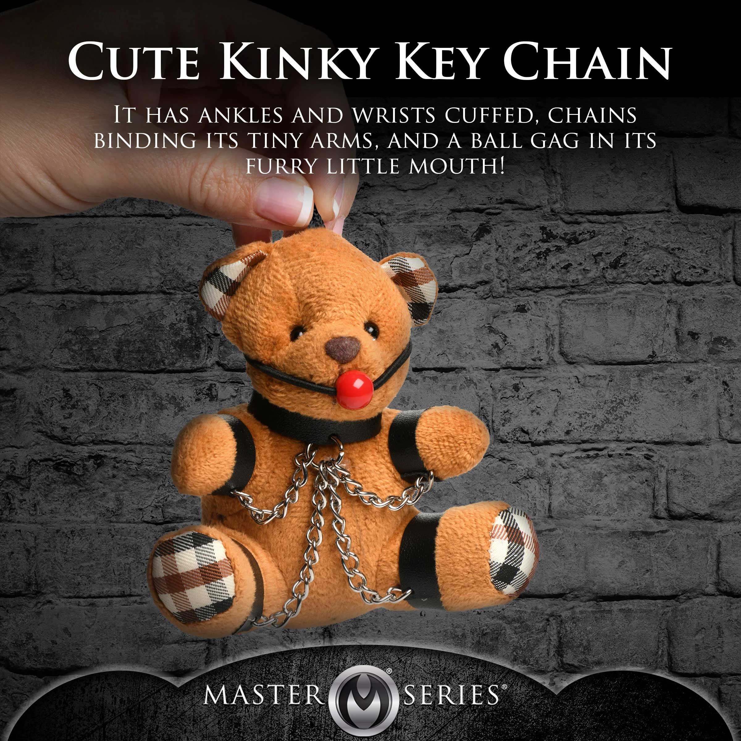 gagged teddy bear keychain 