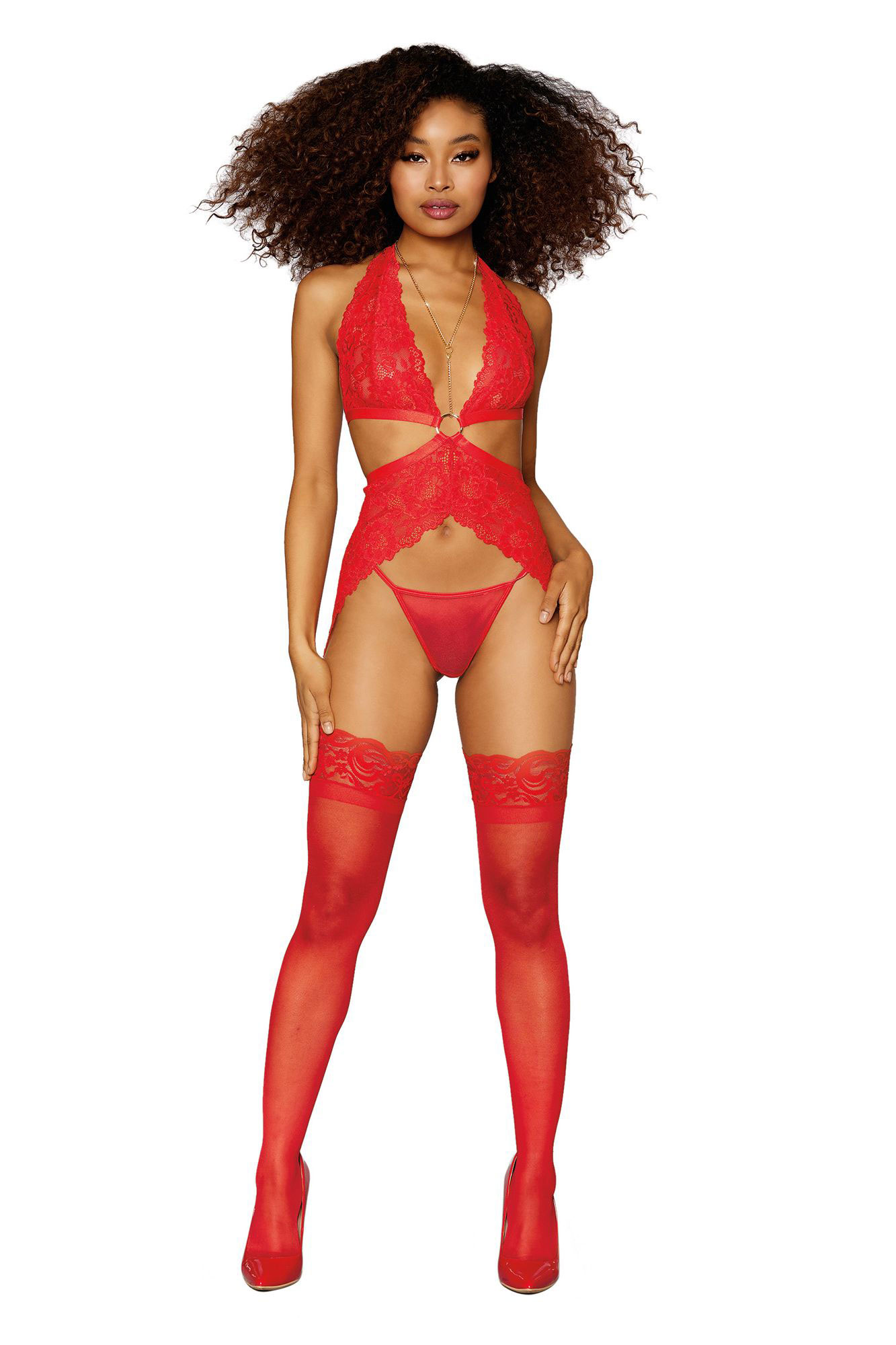 garter slip and g string one size lipstick red 