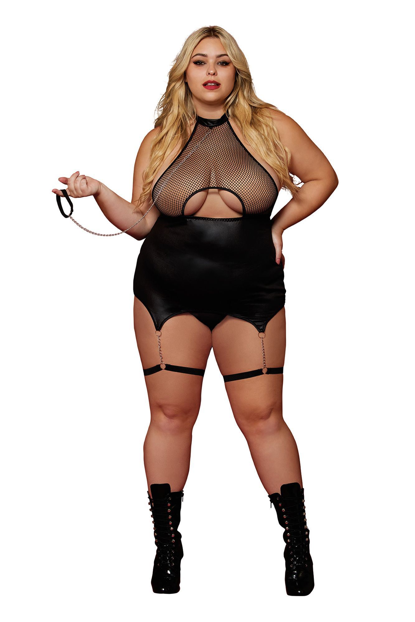 garter slip and leash queen size black 