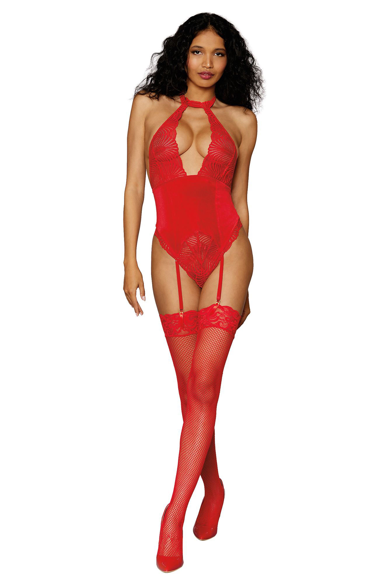 garter teddy one size lipstick red 