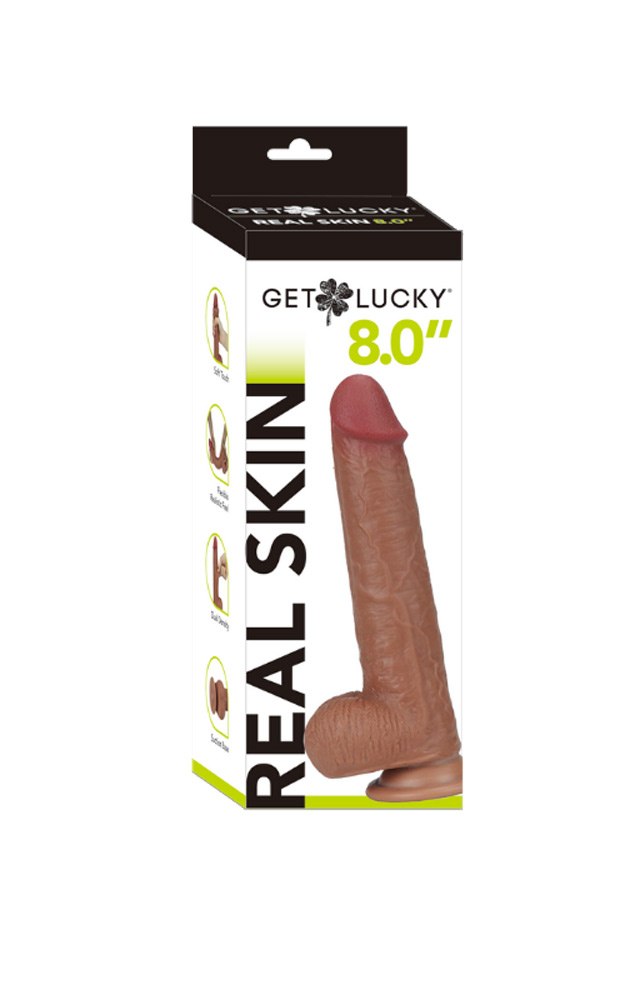 get lucky  inch real skin dildo light brown 