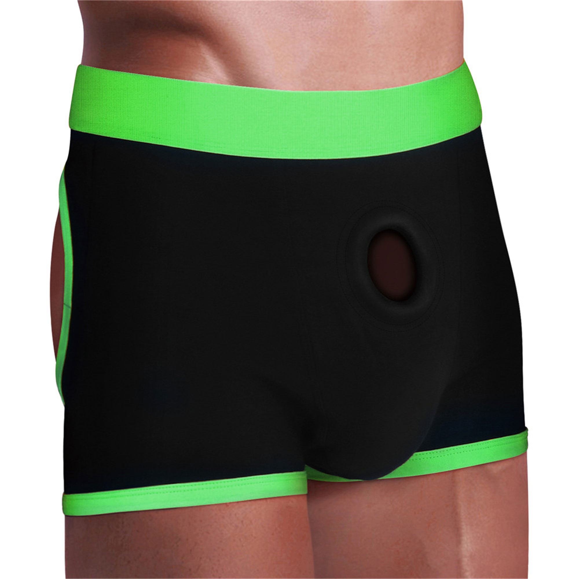 get lucky strap on boxer shorts mediumlarge blackgreen 