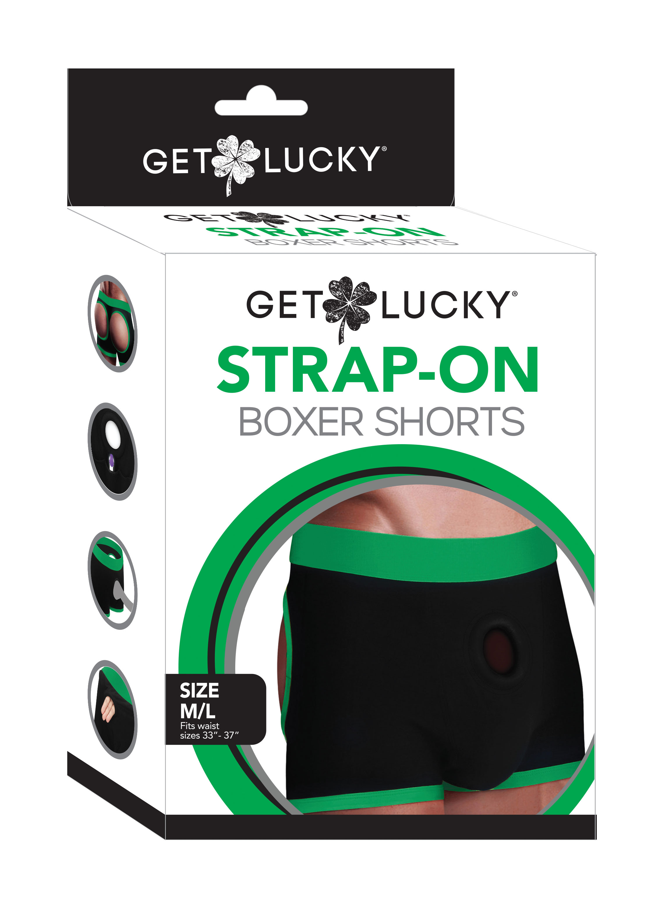 get lucky strap on boxer shorts mediumlarge blackgreen 