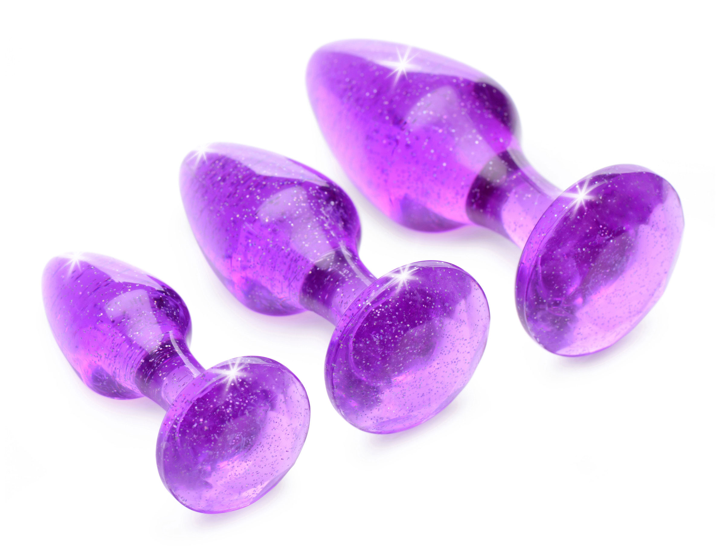 glitter gem anal plug set purple 