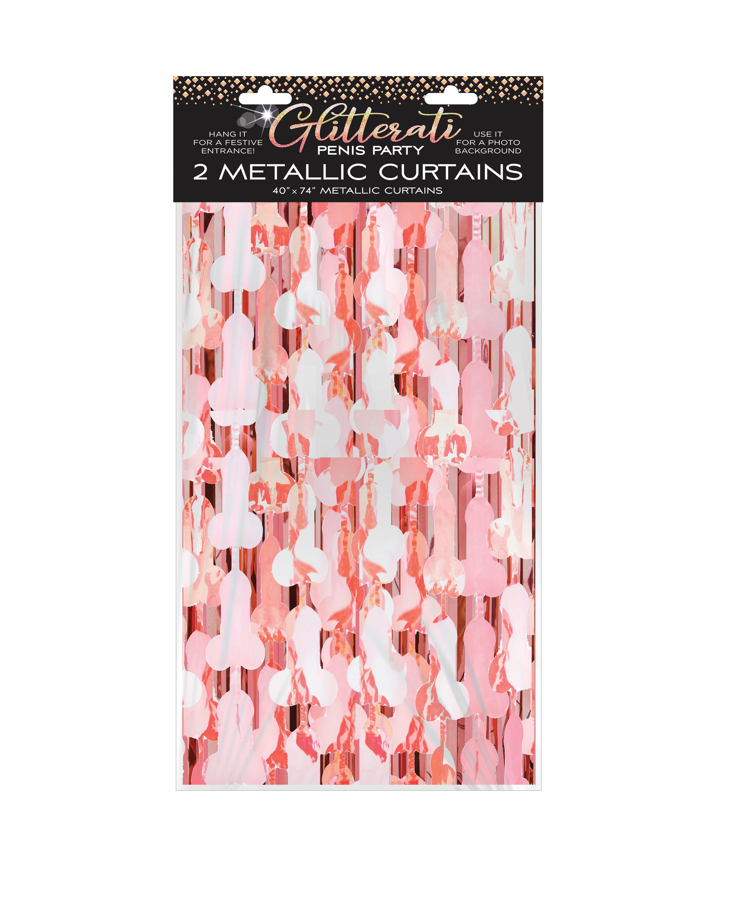 glitterati penis foil curtain rose gold 