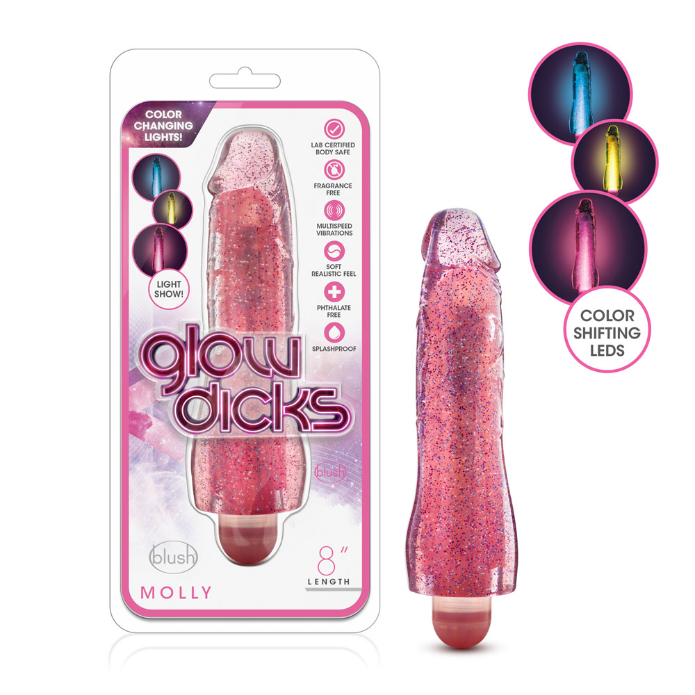 glow dicks molly glitter vibrator pink 