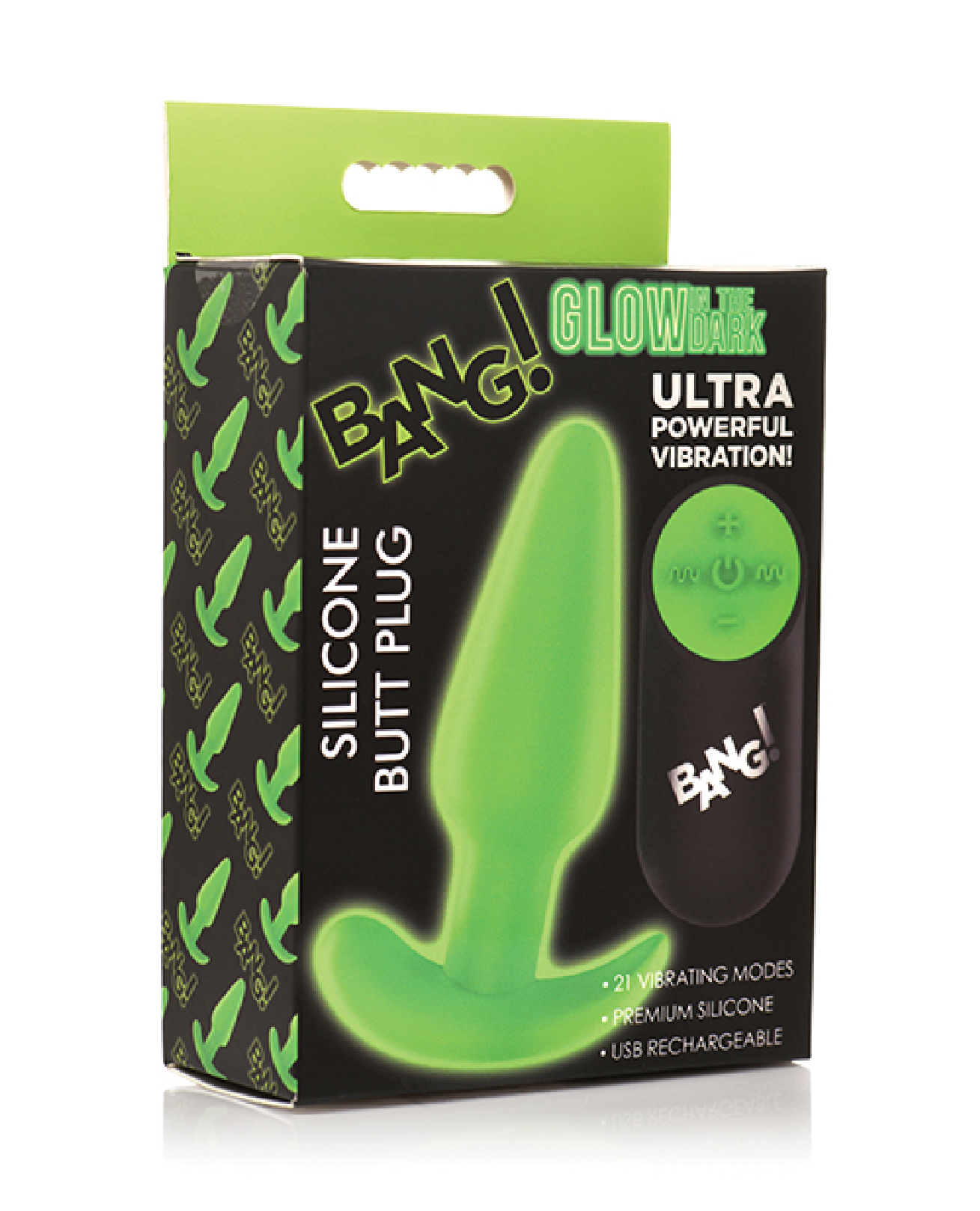 glow in the dark butt plug with remote green 