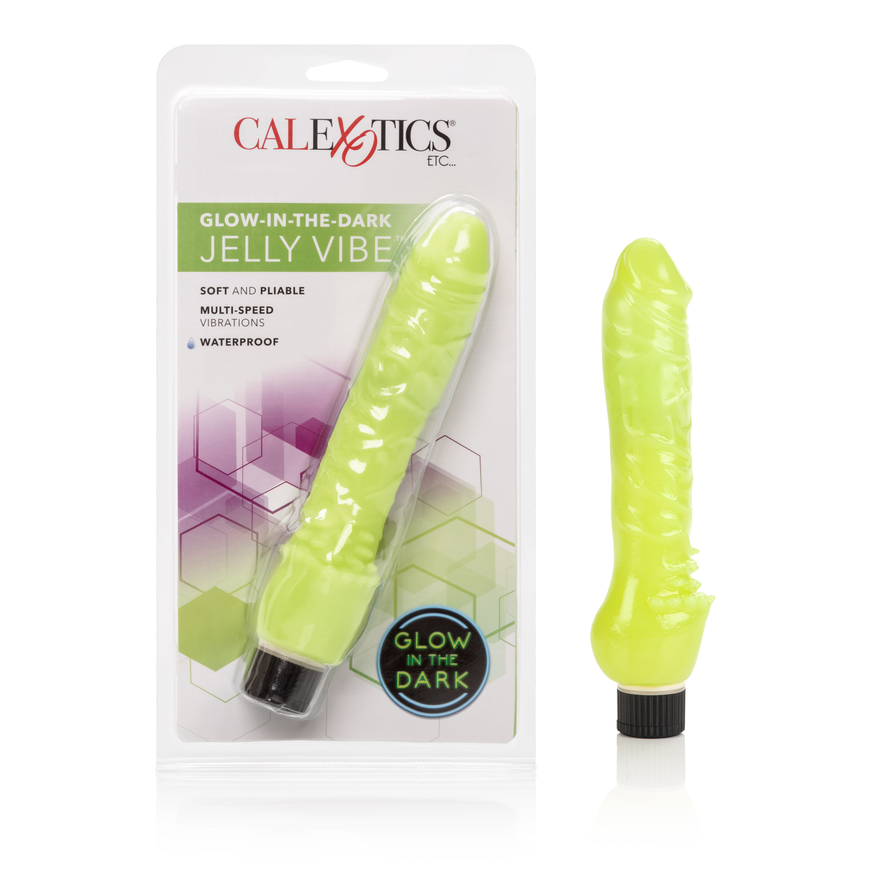 glow in the dark jelly penis vibe  inches green 