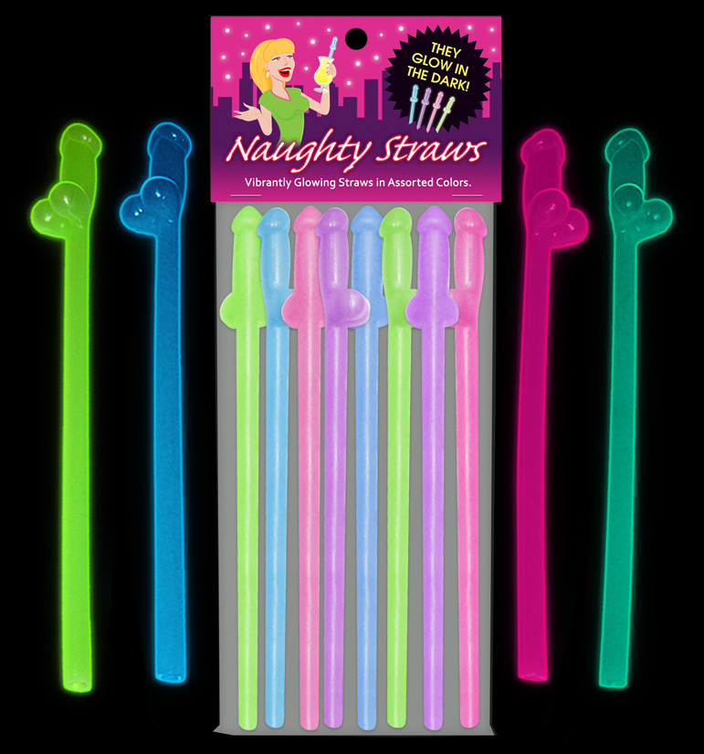 glow in the dark naughty straws 