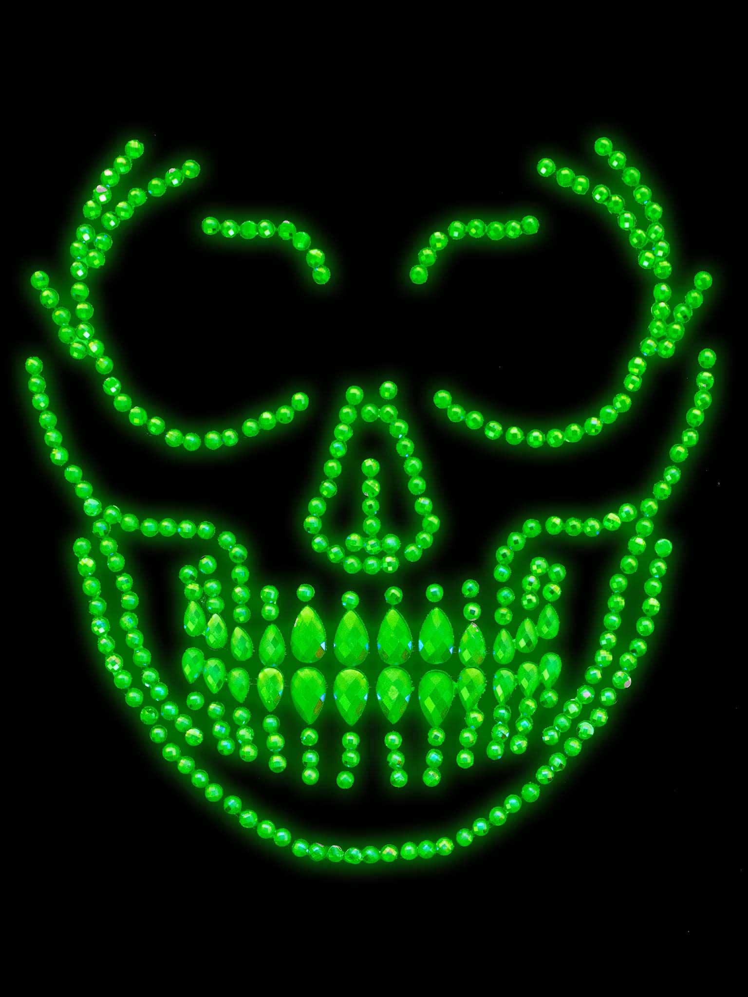 glow in the dark skull face jewels sticker 