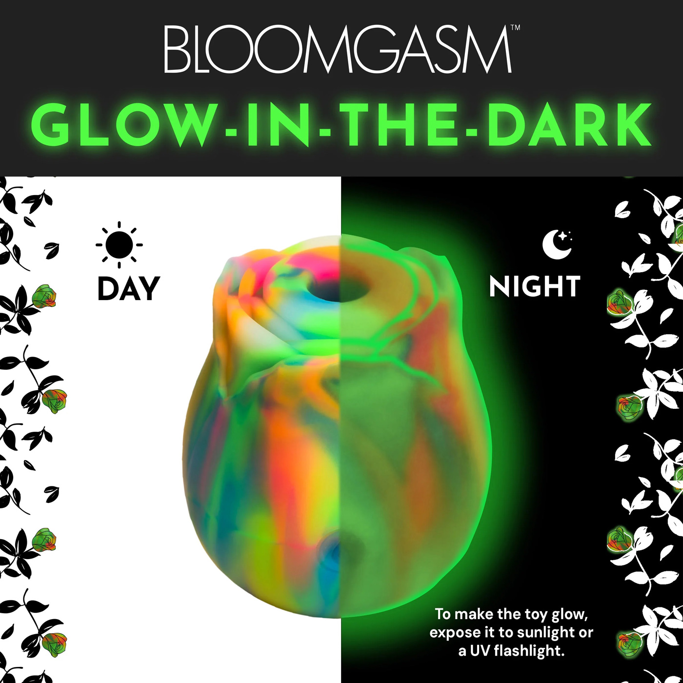 glow rose glow in the dark rose clit stimulator rainbow 