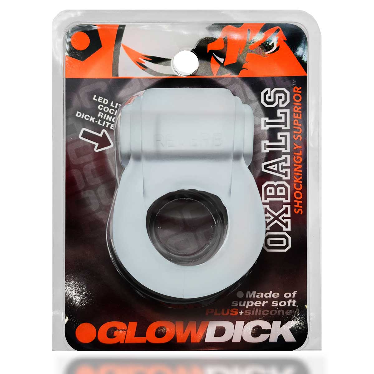 glowdick cockring with led clear ice 