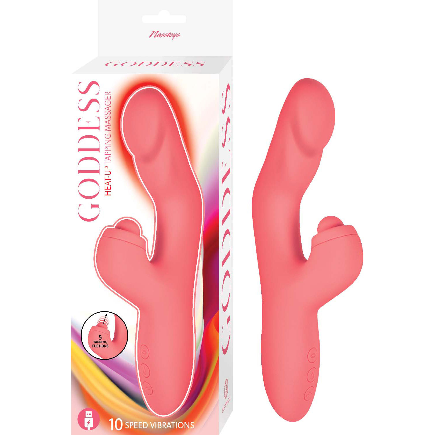 goddess heat up tapping massager coral 