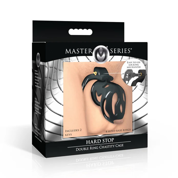 hard stop double ring chastity cage 