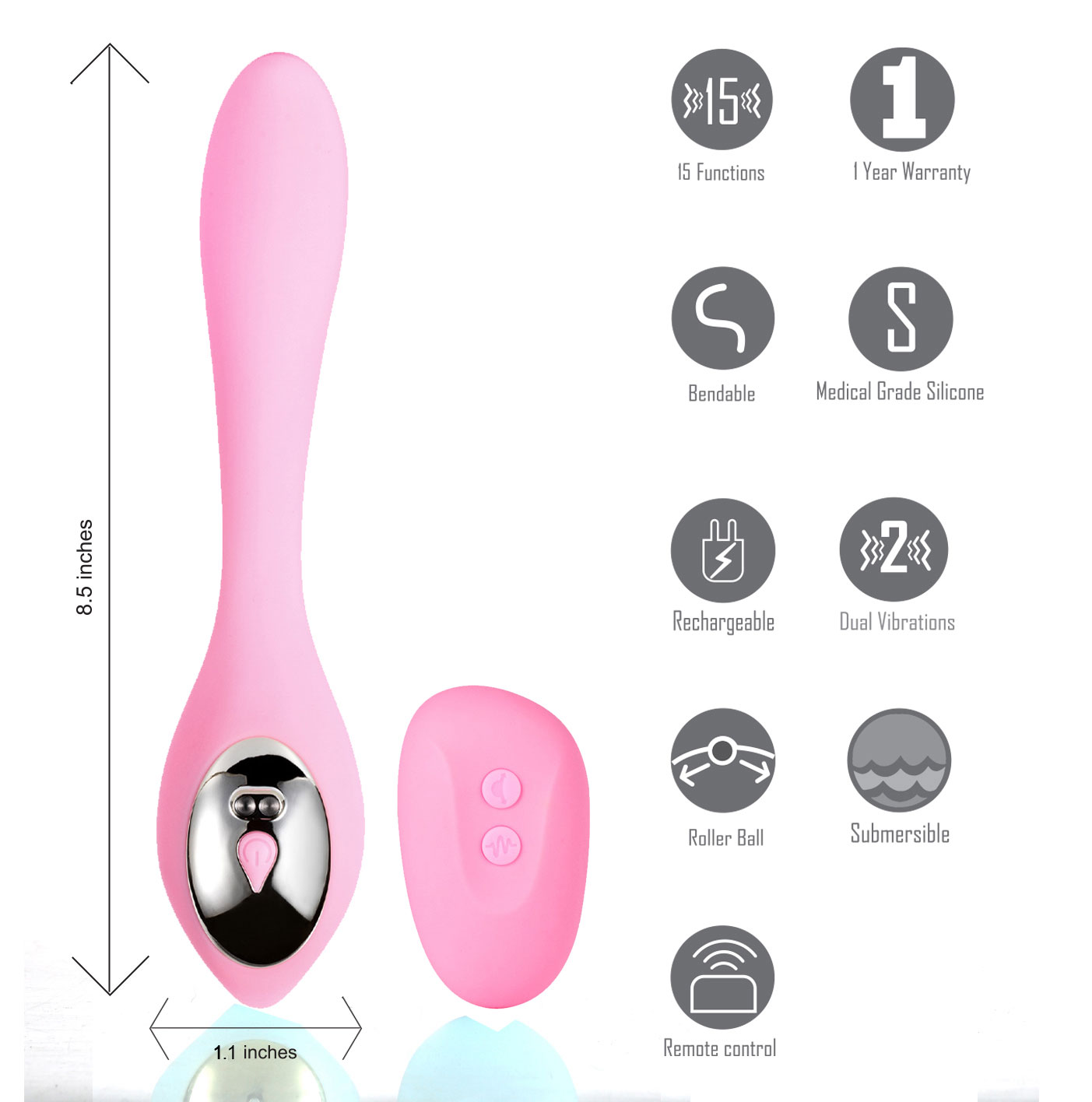 harmonie rechargeable remote silicone bendable  vibrator pink 