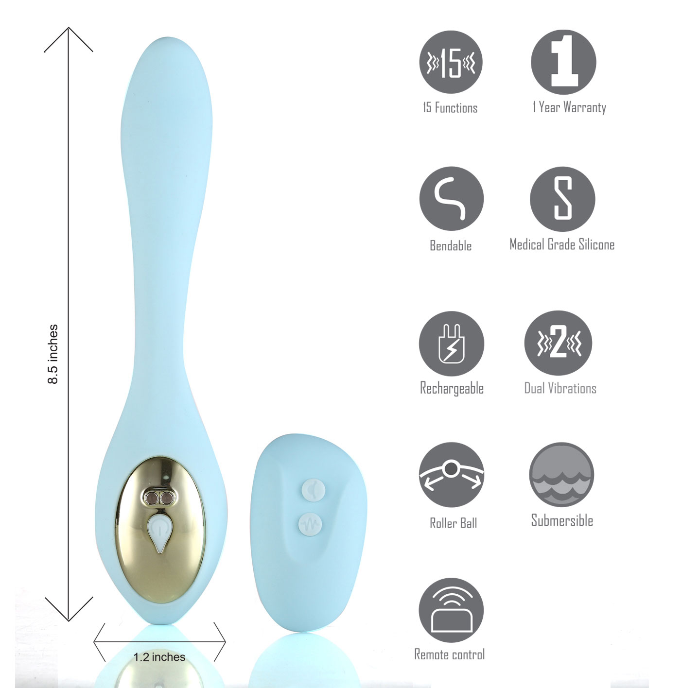 harmonie rechargeable remote silicone bendable  vibrator teal 