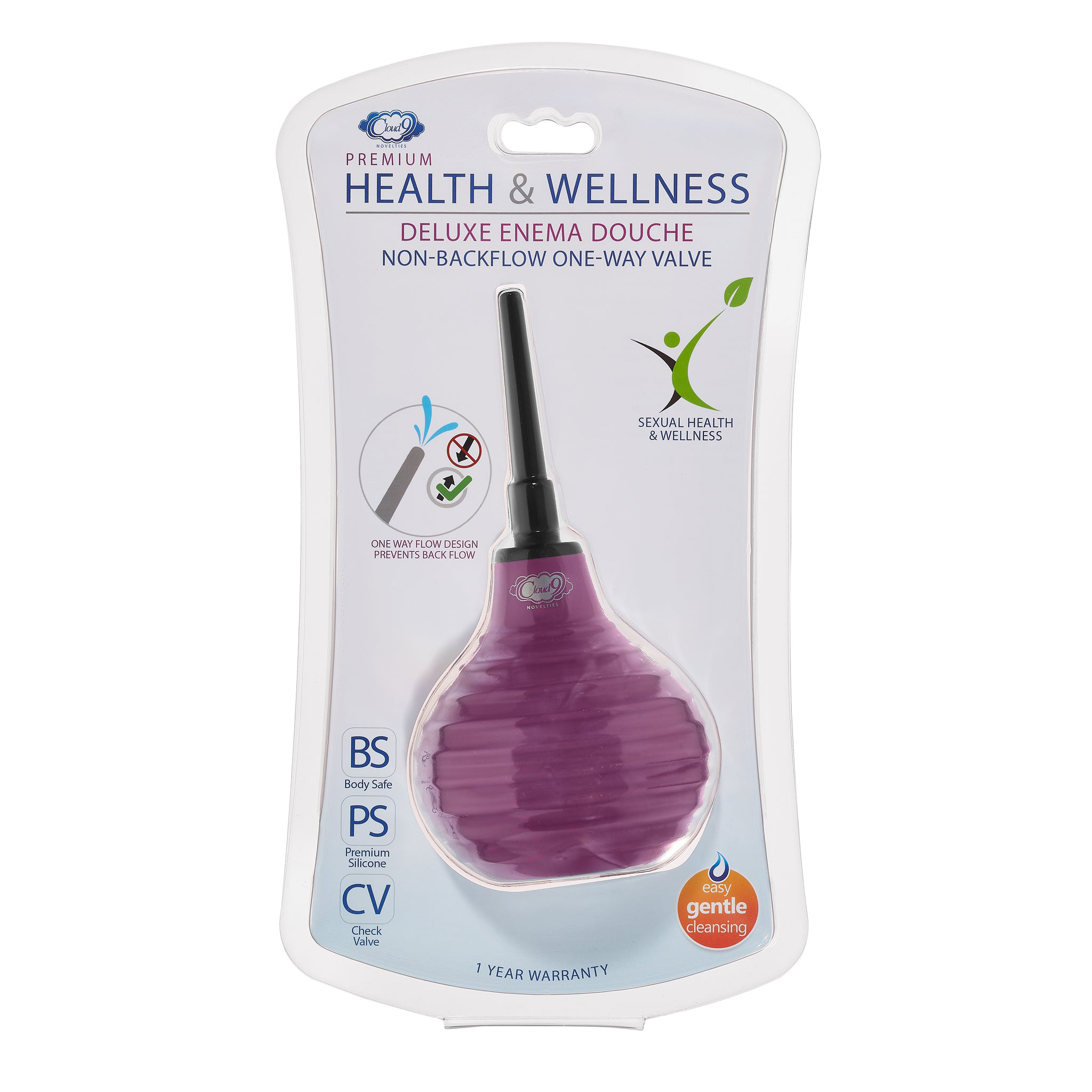 health and wellness deluxe enema douche non  backflow one way valve  . fl. oz. plum 