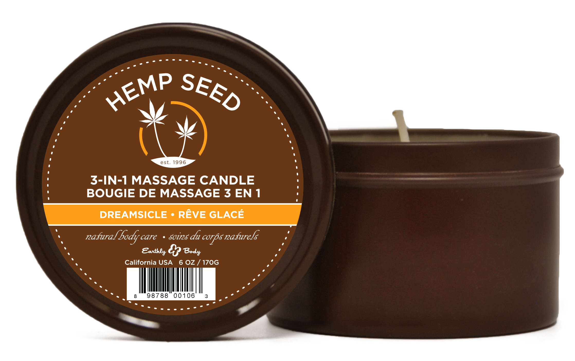hemp seed  in  massage candle dreamsicle  oz 