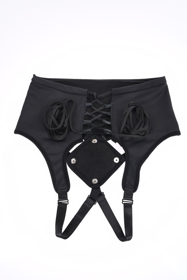 high waisted corset strap on black 