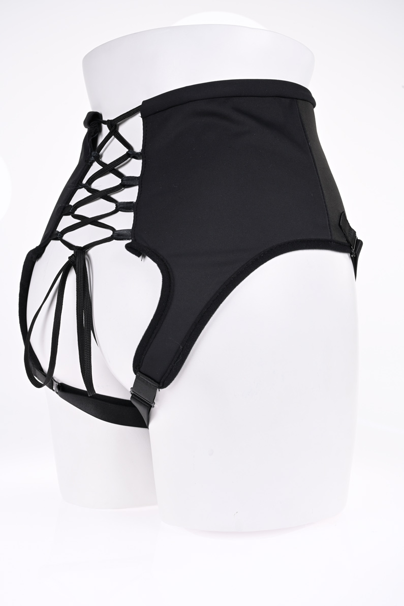 high waisted corset strap on black 