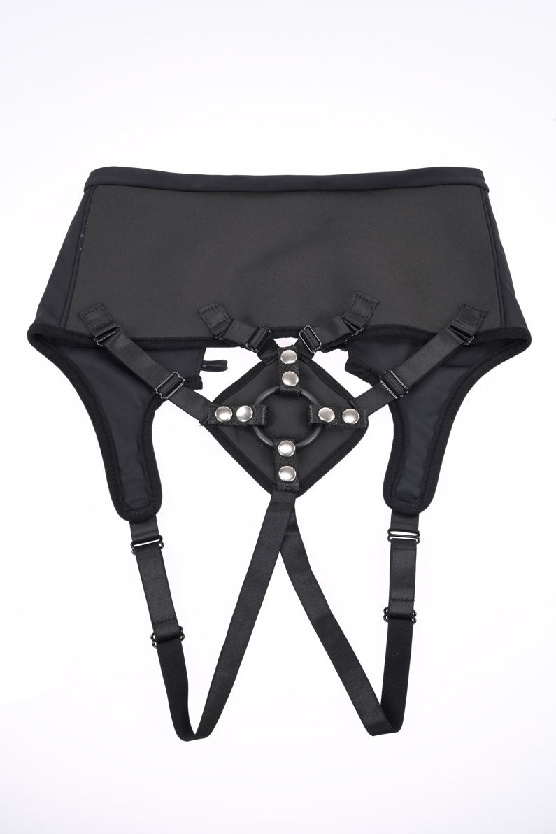 high waisted corset strap on black 