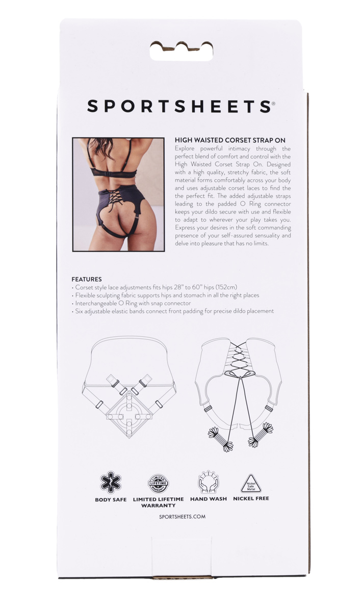 high waisted corset strap on black 