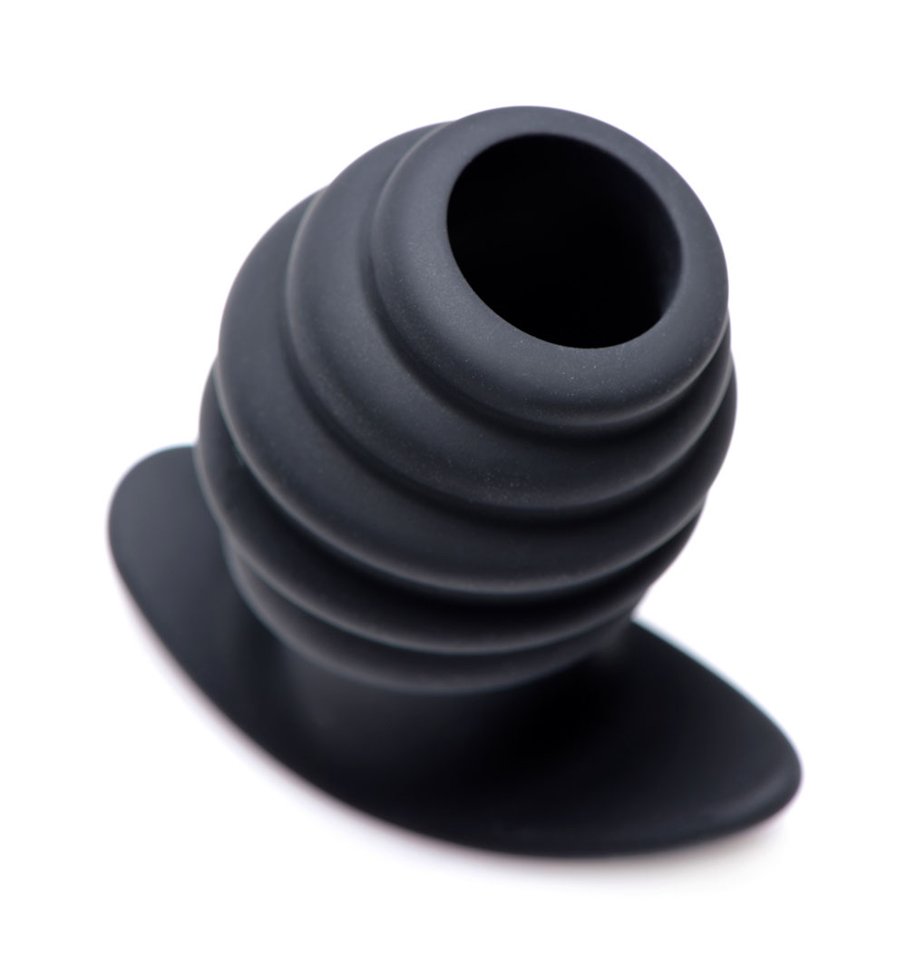 hive ass tunnel silicone ribbed hollow anal plug medium 