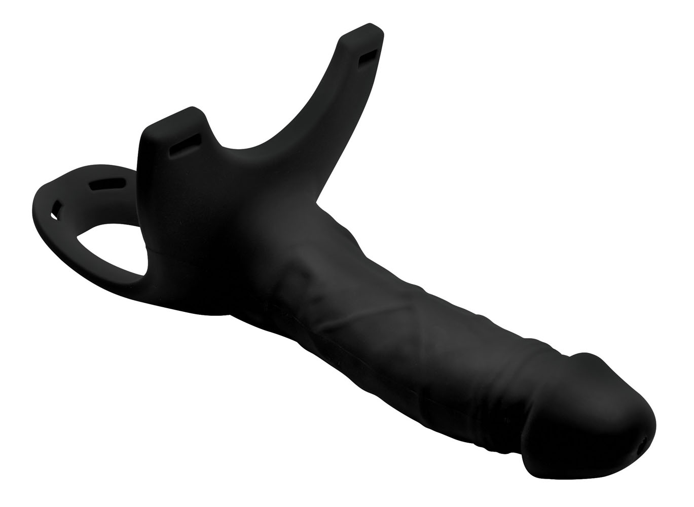 hollow silicone dildo strap on black 