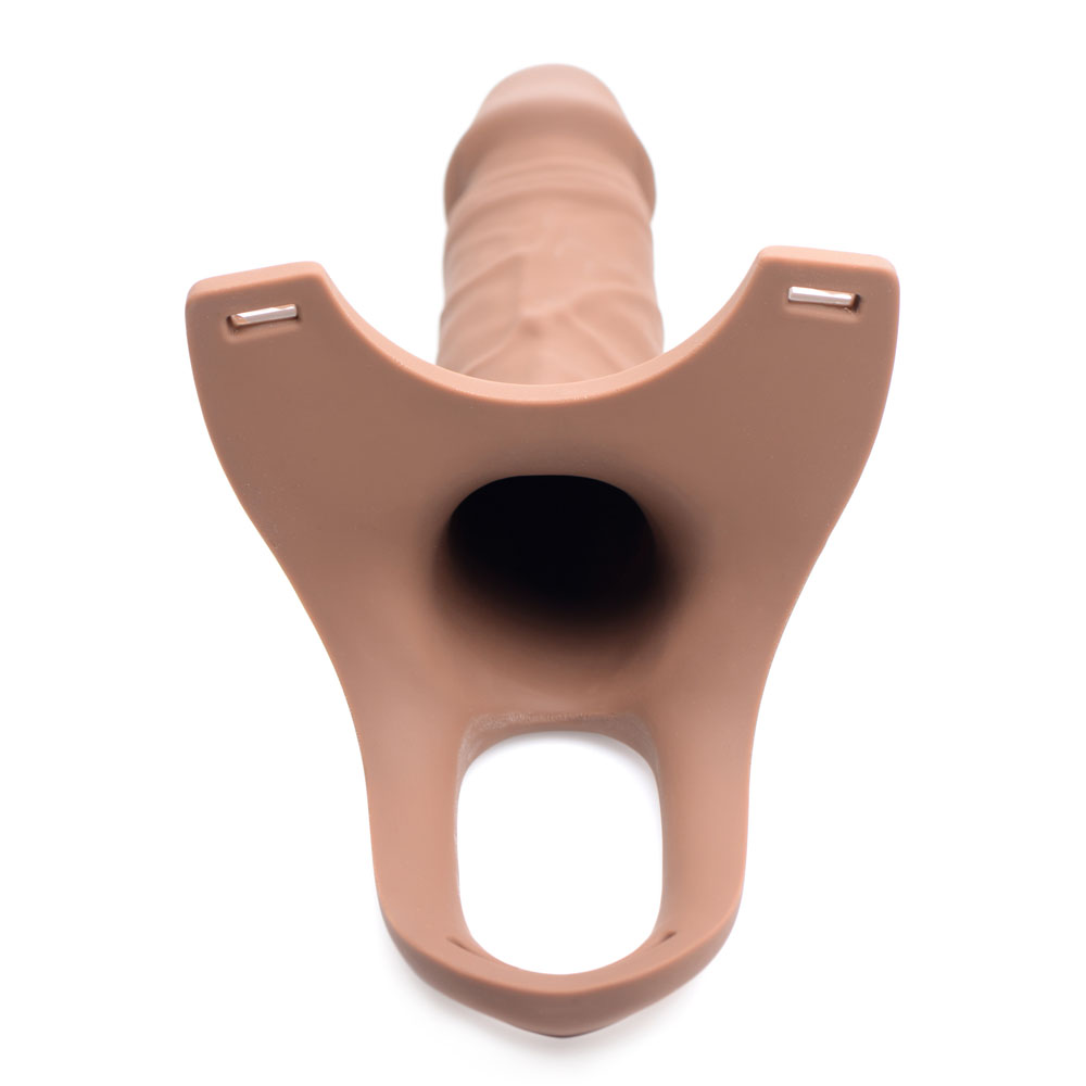 hollow silicone dildo strap on flesh 