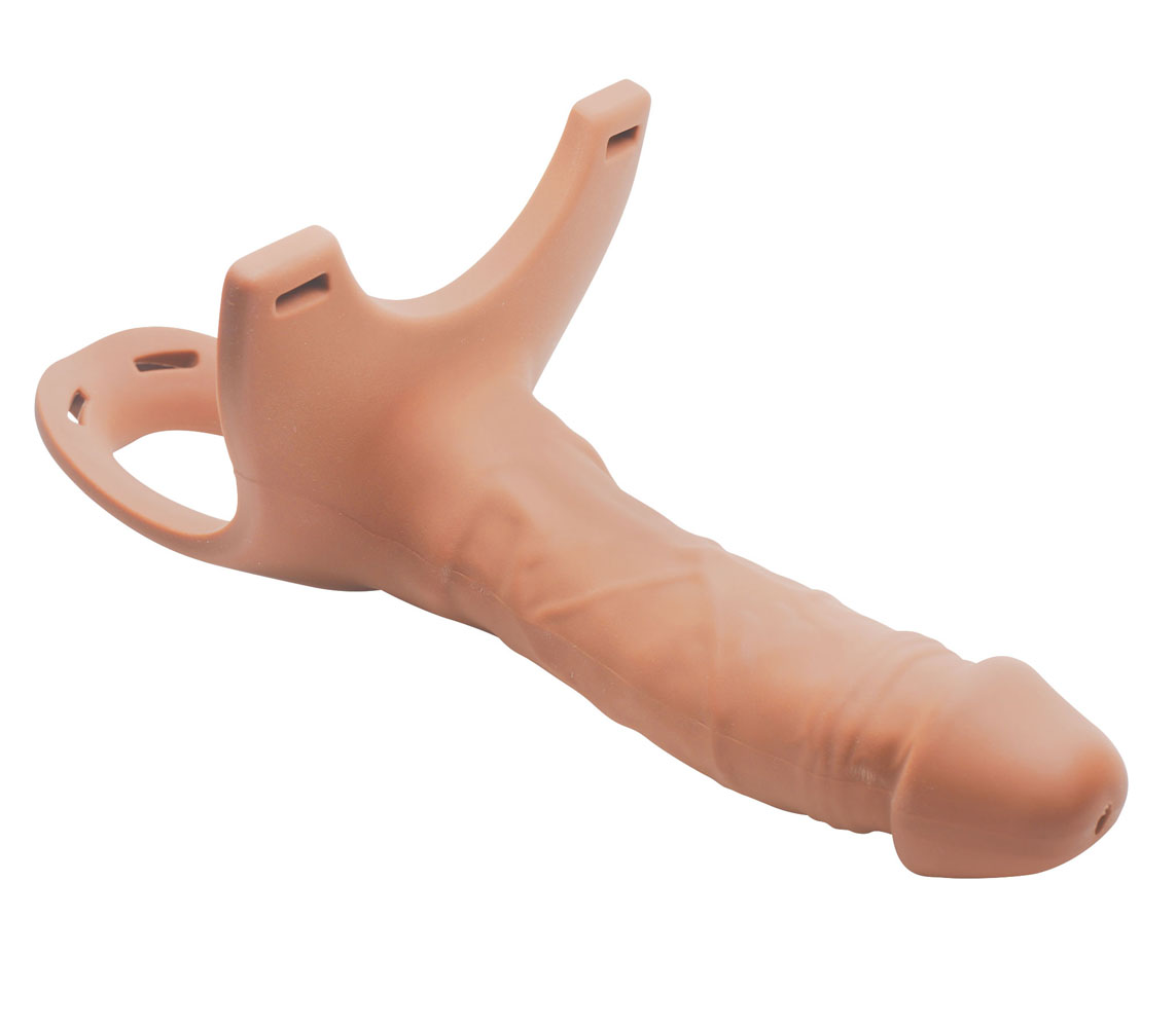 hollow silicone dildo strap on flesh 