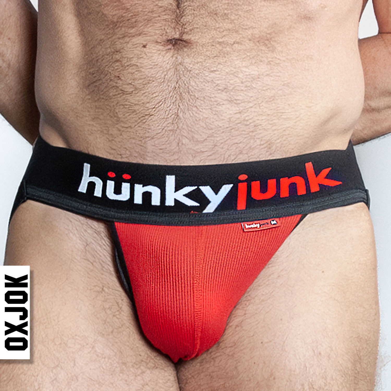 hunker comfy pouch slider strap jock red hot medium 