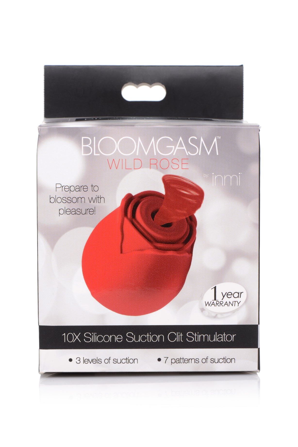 inmi bloomgasm wild rose silicone suction stimulator red 