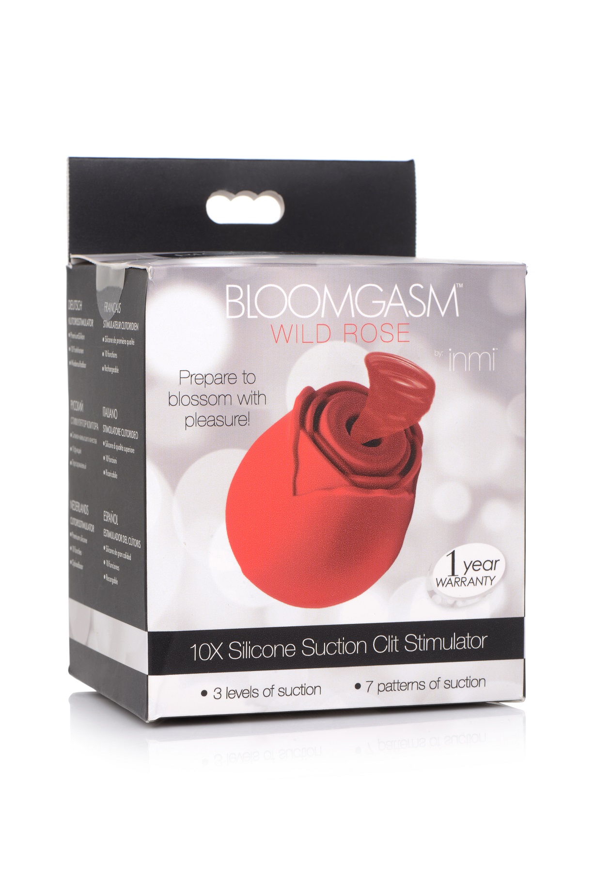 inmi bloomgasm wild rose silicone suction stimulator red 